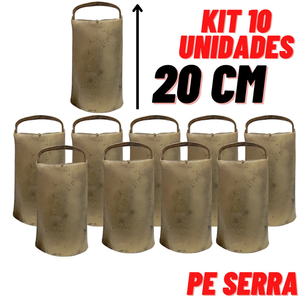 kit 10 Sino 20cm Cincerro Boi Vaca bezerro Chocalho Pe de Serra