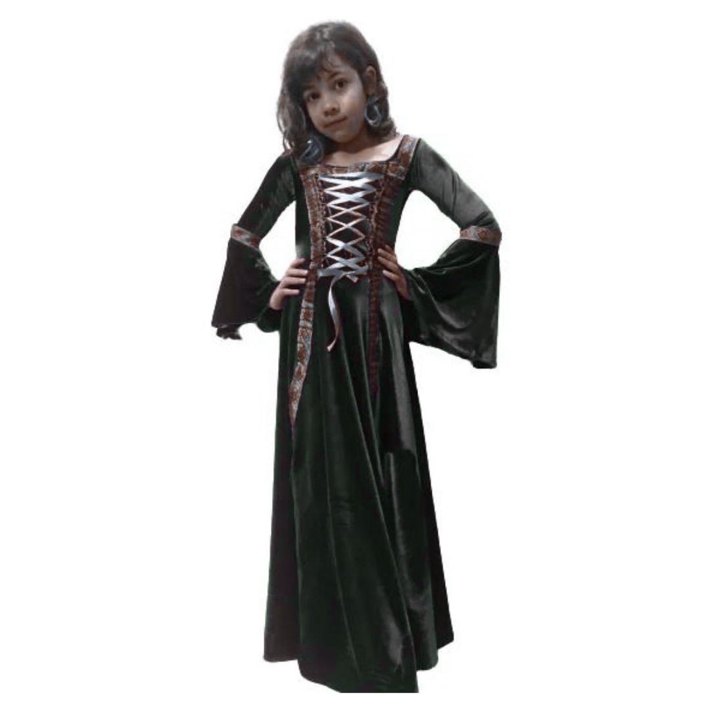 Vestido Medieval Infantil tradicional  Preto