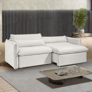 Sofá Cama 3 Lugares Aurora Retrátil Boucle Gelo - Celflex em Oferta na Shopee