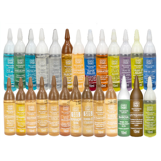 Kit com 12 Ampolas de Vitaminas e Hidratação Capilar Natuhair 10ml (SORTIDO)