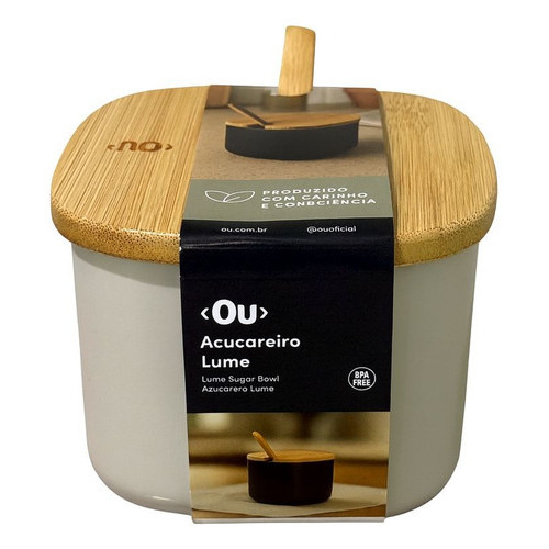 Açucareiro Tampa Colher Bambu Multiuso Porta Açúcar Cozinha Condimentos Sal Tempero Lume Ou