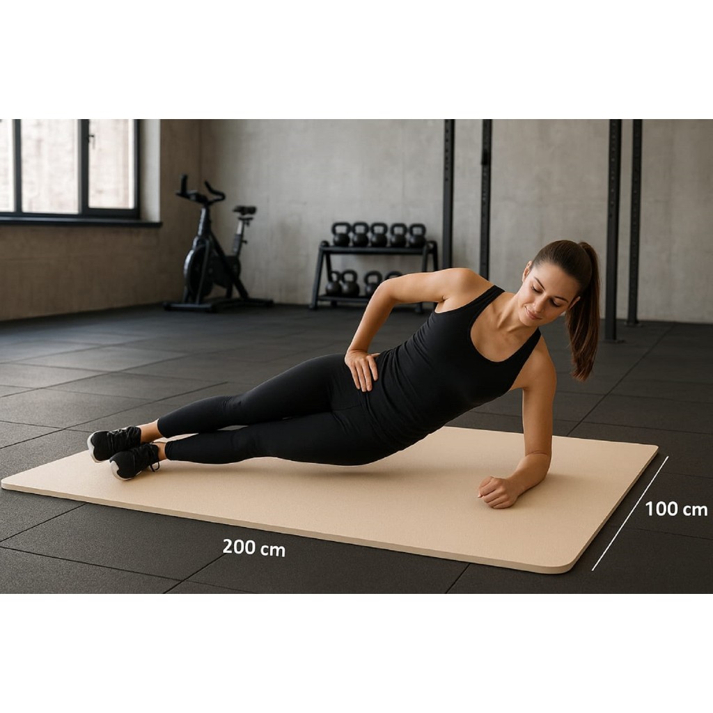 Manta Forração Colchonete Tatame 200x100x1cm 10mm Creme Bege Yoga Academia Ginástica Premium