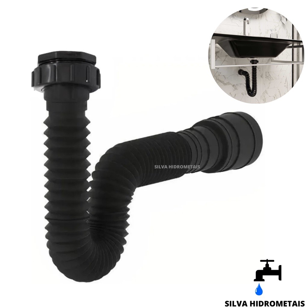 Sifão Sanfonado Universal Extensivo Preto Pia Lavatório Tanque em Oferta na Shopee