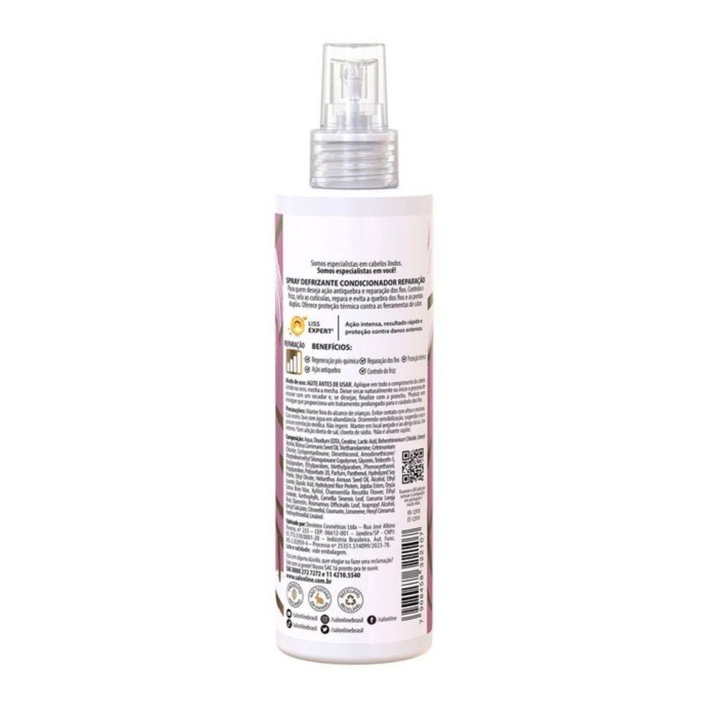 SPRAY DEFRIZANTE SALON LINE MEU LISO REPARAÇÃO PÓS QUÍMICA 240ML — imagem 2 de 2