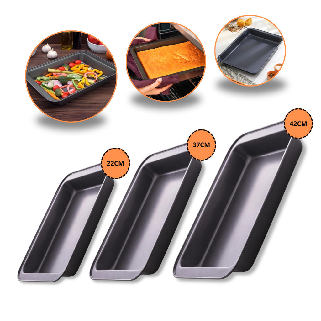 Kit 3 Forma Retangular Antiaderente Bolo Lasanheira De Teflon