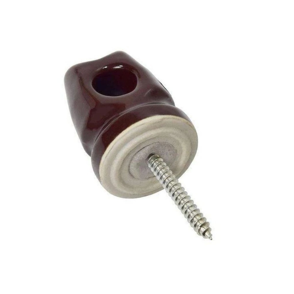 Detalhes do Kit 5 Isoladores de Porcelana T Pimentão 54×72mm Foxlux para Instalações Elétricas Aéreas