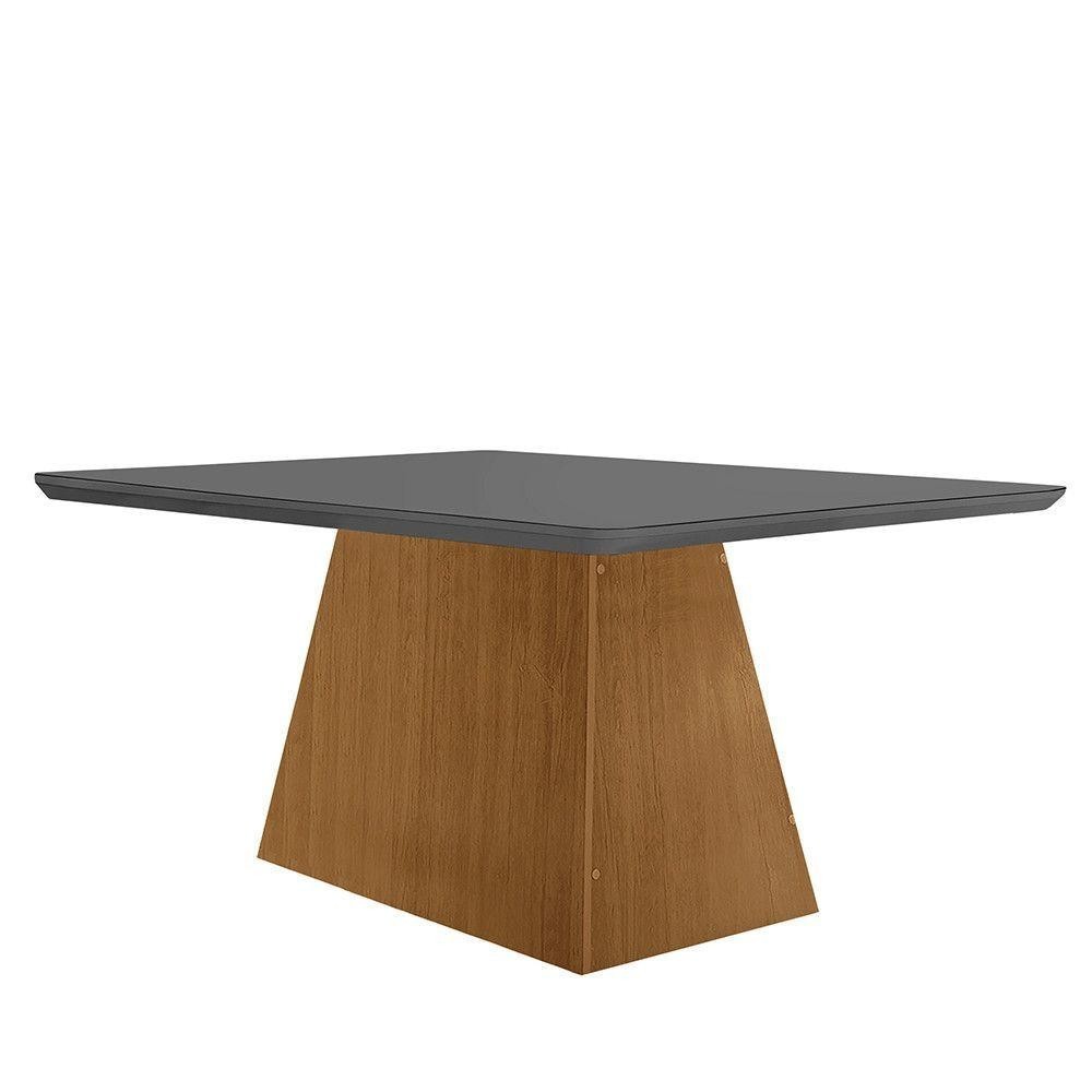 Mesa Sala De Jantar Aida 120cm Em Mdf E Vidro Grafite