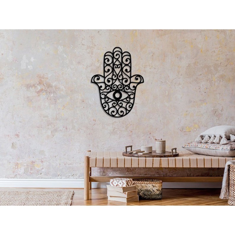Mandala MÃO DE FÁTIMA Decoração de Casa. Decoração de mão Hamsa, proteção contra mau-olhado, arte de parede em MDF presente  amuleto de proteção decoração de mandala