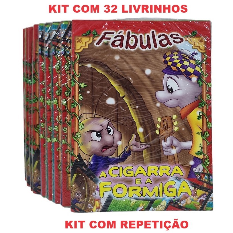 32 Livros Fábulas História - Atacado Lembrancinha Brinde De Aniversário C/ Repetição