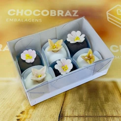 10~50 CAIXA COM VISOR BRANCA (06 DOCES) 7x4x10,5 ID5053 (IDEIA) ESSENCIAL (CHOCO)