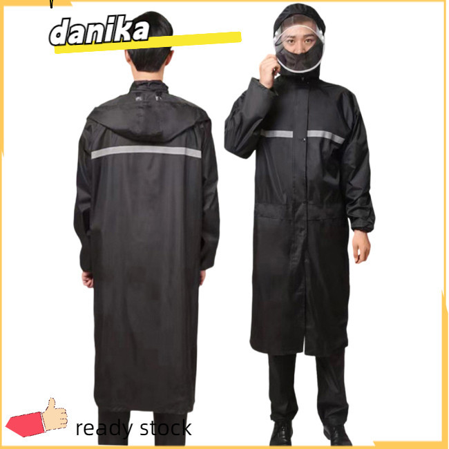 Capa De Chuva DANI Long Hooded Raincoat , Com Capuz , Tiras Refletivas , Desenho De Pescoço Alto Poncho De Emergência Para