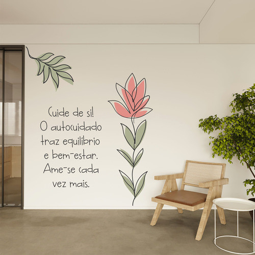 Papel de Parede Boho Floral Estética Frase Botóx Cuidado com a Beleza | Bo1