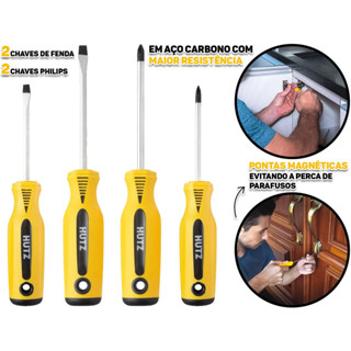 Chaves De Fenda E Phillips Pontas Magnéticas Aço Carbono Cabo Plástico 4 Unidades em Oferta na Shopee