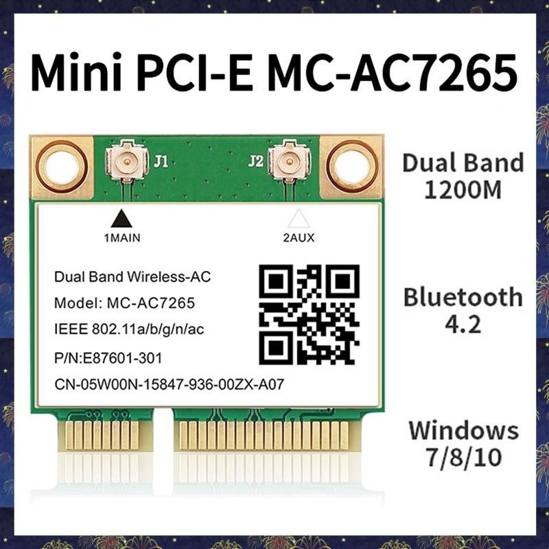 1200Mbps Bluetooth 4.2 Mini PCI-E Placa Wifi MC-AC7265 De Rede Sem Fio 7265 802.11ac 2.4G 5Ghz Para Notebook 7260HMW