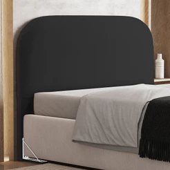 Cabeceira Cama Box Queen 160cm Orgânica Lanna W01 Bouclê Preto - Lyam Decor