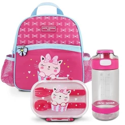 Conjunto Lancheira Térmica Infantil e Pote p/ Lanche de 2 Andares Infantil com Garrafa