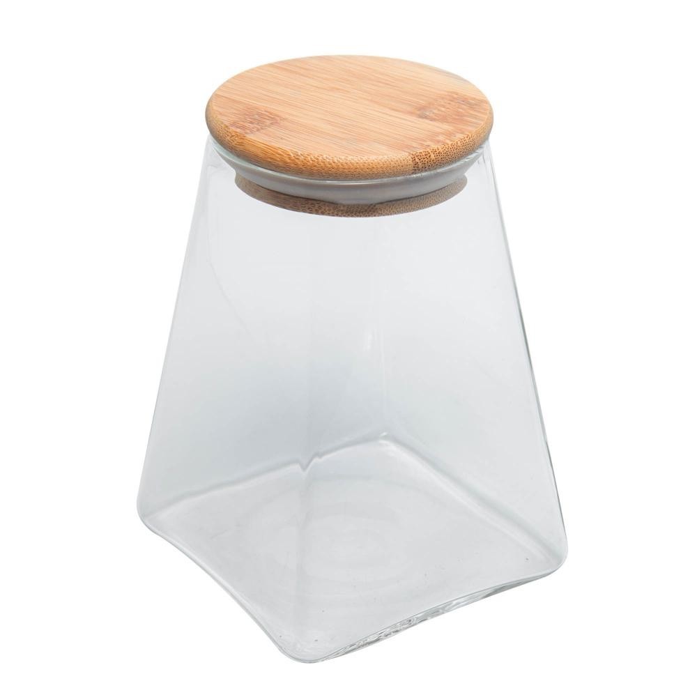 Porta Mantimento Wolff de Vidro com Tampa de Bambu 950ml em Oferta na Shopee
