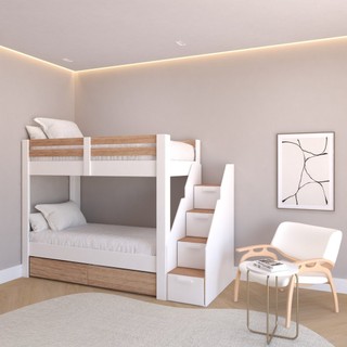 Beliche Solteiro Adulto com 2 Gavetões e 4 Nichos Star Plus Casatema Branco/Amadeirado em Oferta na Shopee