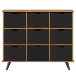 Nicho Organizador Retrô 9 Gavetas Freijó/Preto - Qmovi