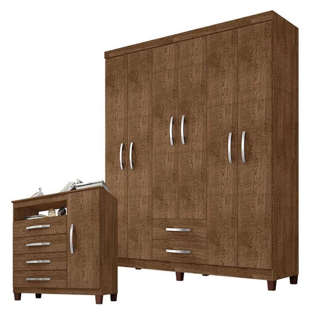 Guarda Roupa Casal Módena E Cômoda Sapateira Cannes Malbec - Incorplac em Oferta na Shopee