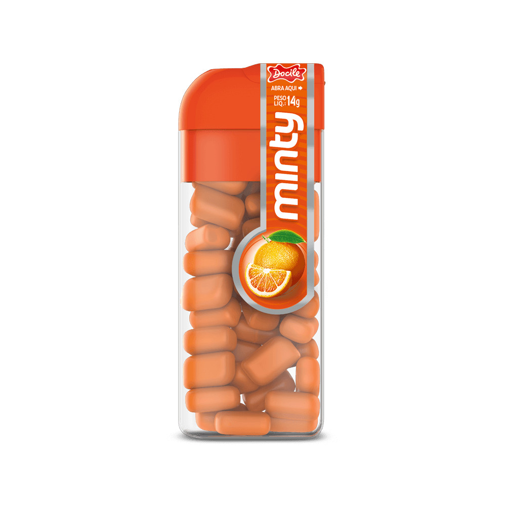 Pastilha Mini Minty Laranja com 12 potes de 14g cada - Docile · foto 2