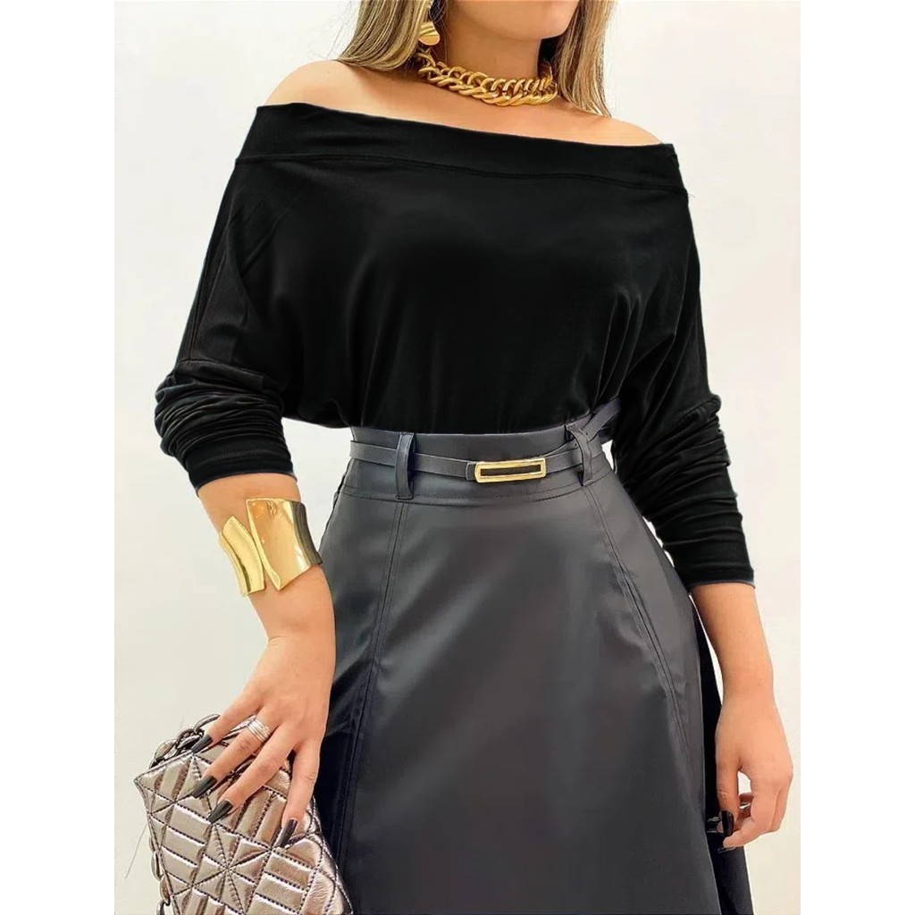 blusa de suplex feminina manga longa de ciganinha em Oferta na Shopee