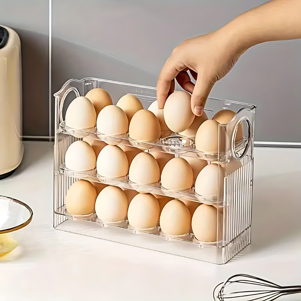 Bandeja De Armazenamento De Ovo Porta Lateral Resistente À Choque Para Geladeira/Cozinha