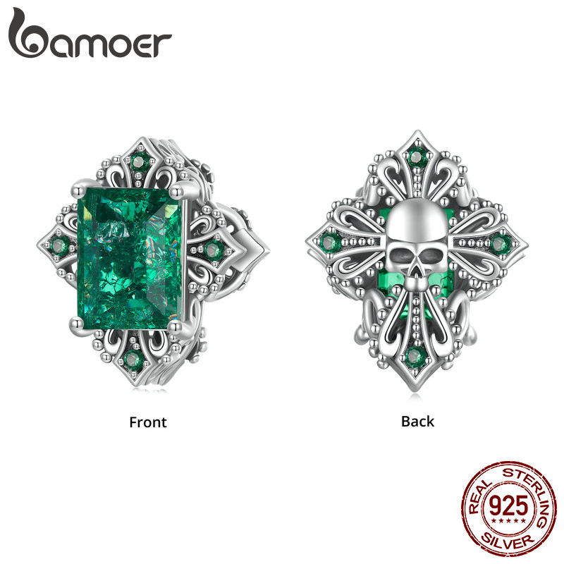 Bamoer 925 Sterling Sliver Charme Skull Cross Pendant Acessórios Para Pulseira em Oferta na Shopee