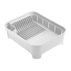 Escorredor De Louça Plástico Grande Para Bancada Organizador Porta Talheres Pratos Copos Branco Ou