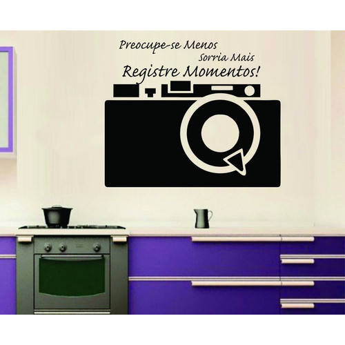 Adesivo de Parede Câmera Fotográfica Antiga Retrô com Frase | Decoração Vintage Fotografia
