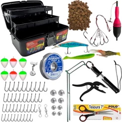 Kit Pesca Completo Maleta Iscas Anzol Chumbada E Alicate