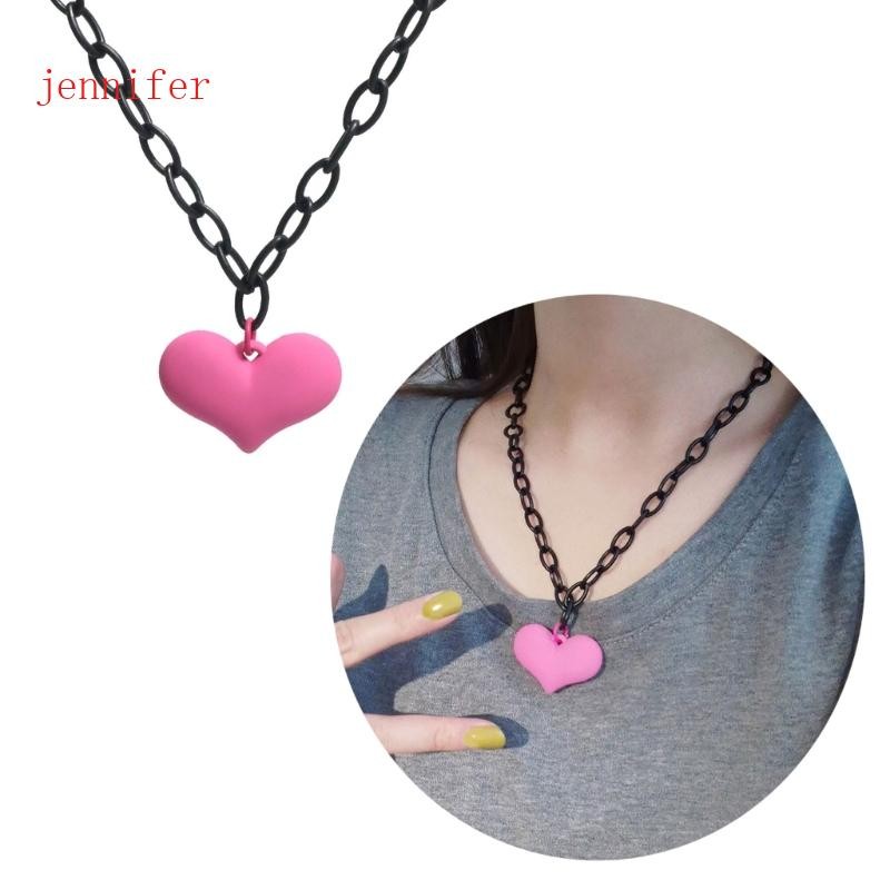 jennifer Simple Heart Flower Bear Smile Pendant Necklace Sweet Cool Collar Colar Acrílico Gargantilha Y2K Corrente De Pescoço Fashio