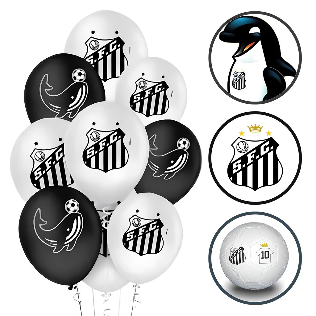 25~125 BALAO LATEX REDONDO 9 pol. SANTOS FUTEBOL CLUBE Regina - Home & Living
