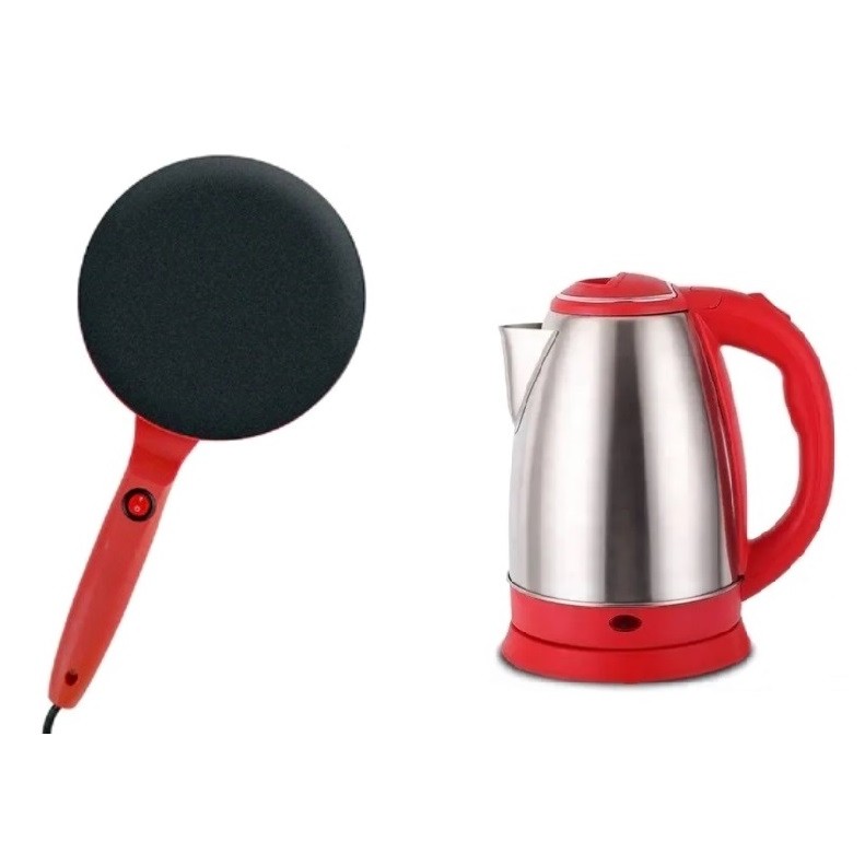 Kit Panquequeira Elétrica + Jarra Elétrica Vermelha 220 Volts