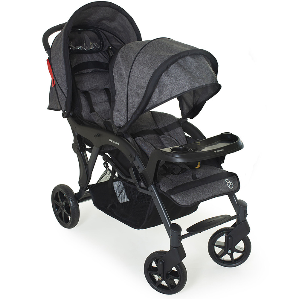 Carrinho de Bebê para Gêmeos Galzerano Duplo Doppio Ii Grafite em Oferta na Shopee