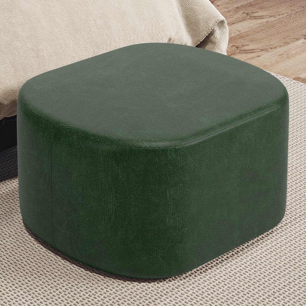 Puff Decorativo Orgânico para Living Quarto 70cm Doha W01 Couríssimo Verde Musgo - Lyam Decor em Oferta na Shopee