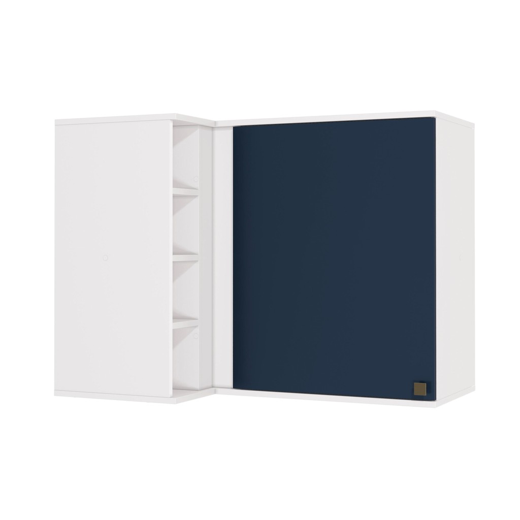 Armário Aéreo de Canto Reto Celeste Kappesberg 100% MDF 1 Porta 4 Nichos Branco/Azul 98cm em Oferta na Shopee