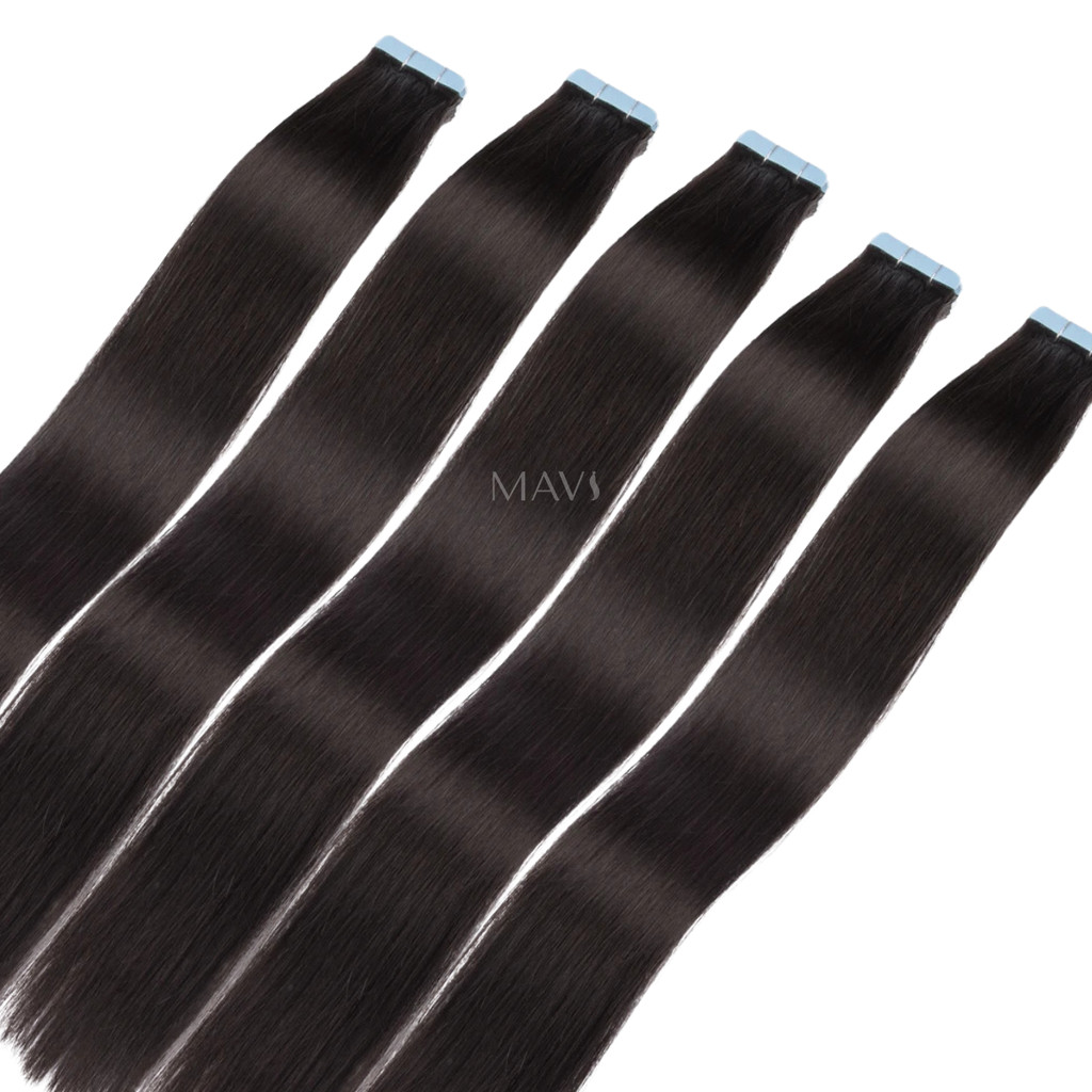 Mega Hair na Fita Adesiva 100% Humano 45cm Liso Castanho 50g