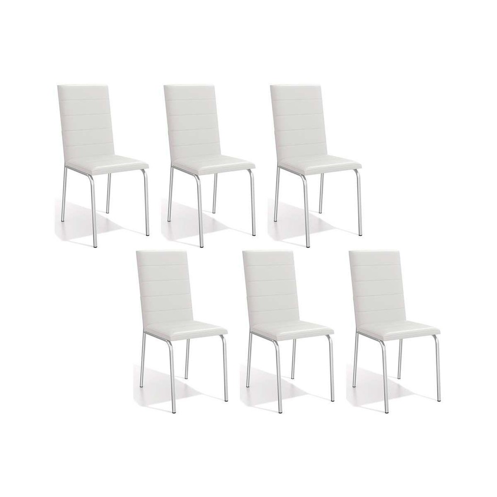 Cadeira Sala de Jantar Amsterdã C091 Kit 6 Un Cromada/Branco 106 - Kappesberg em Oferta na Shopee