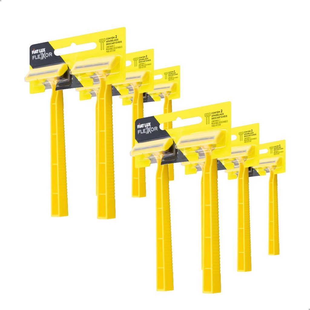 Kit Barbeador Descartável Aparelhos de Barbear Com 2 Lâminas Com 96 Unidades Fiat Lux Flexor