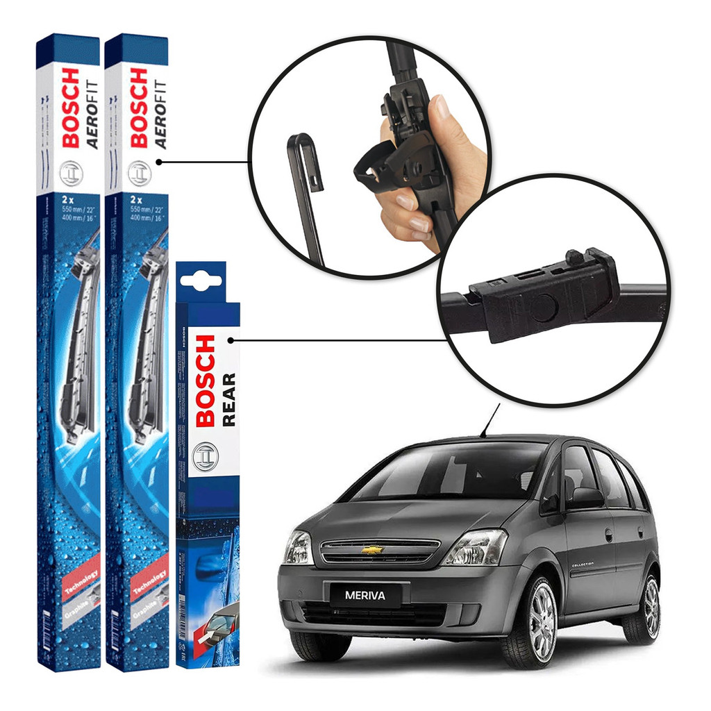Palheta Limpador Bosch Diant Traseira Gm Meriva 2002 A 2012 em Oferta na Shopee