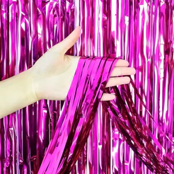 Cortina Decorativa Metalizada Pink 1x2m - 1 unidade - Rizzo