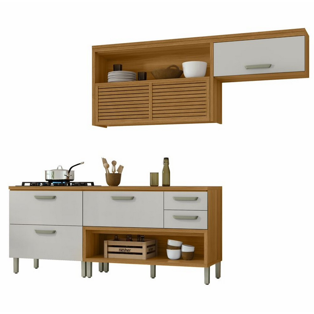Cozinha Modulada 3 Peças Ripado Princesa 100 MDF Nesher