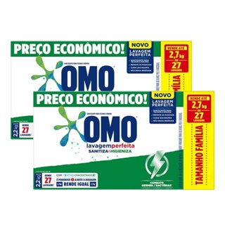 Kit 2 Lava Roupas em Pó Omo Lavagem Perfeita Sanitiza & Higieniza 2,2kg em Oferta na Shopee