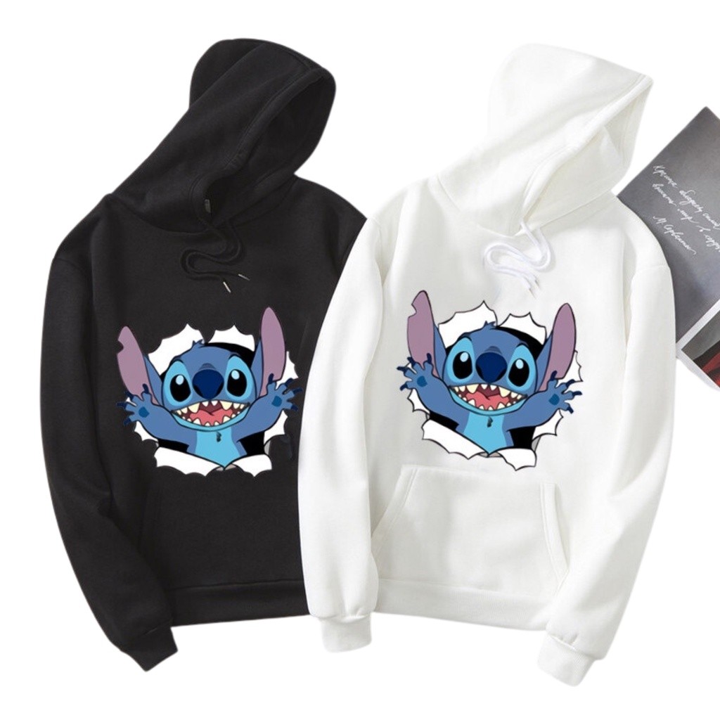 Moletom Feminino Lilo & Stitch com Capuz e Bolso Canguru – Estampa Desenho Animado