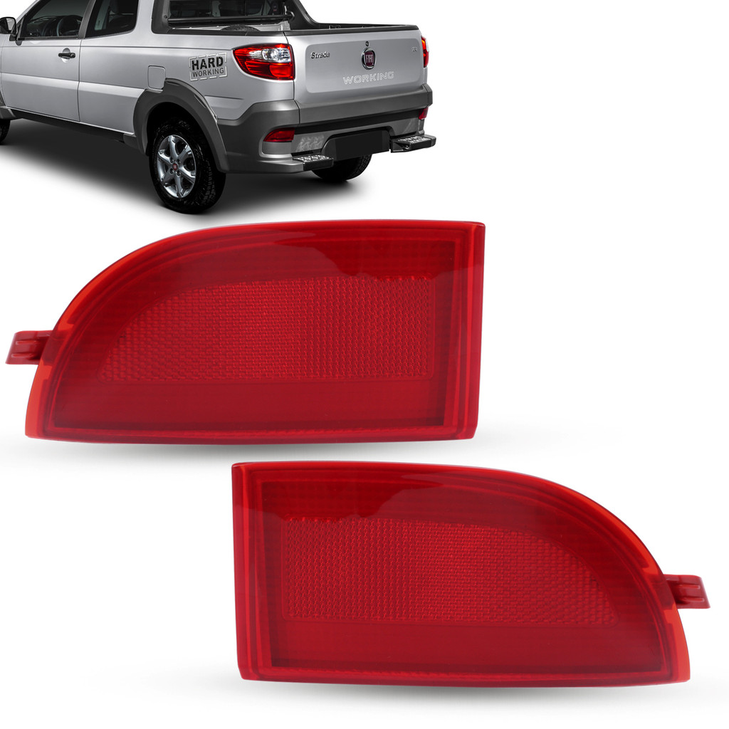 Par de Refletor Lanterna Olho de Gato Para-choque Traseiro Fiat Strada 2015 2016 2017 2018 2019 2020