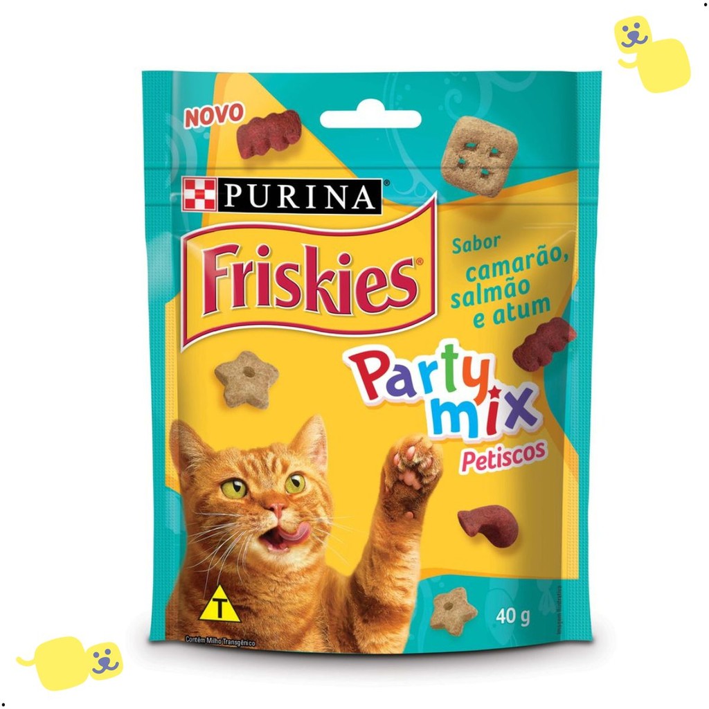 Kit 15 unidades Petiscos Friskies Alimento Gatos Sabor Camarão, Salmão e Atum de 40g