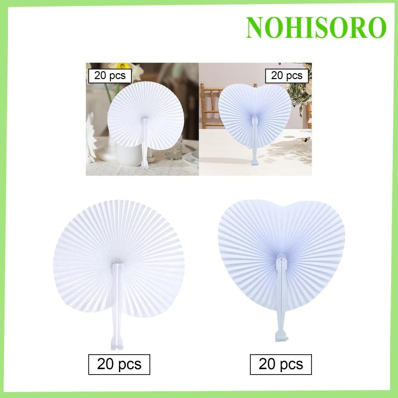 [Nohisoro] 20x Leques De Papel Branco Ventilador De Mão Portátil Decorativo Leque De Casamento Simples Para Festa De Cel