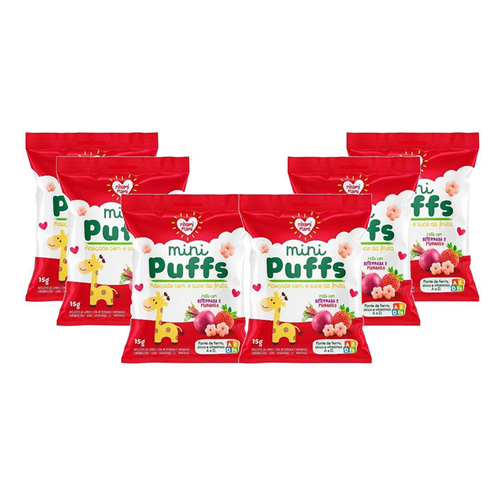 MINI PUFFS BETERRABA E MORANGO 24x15g - NHAMI MAMI