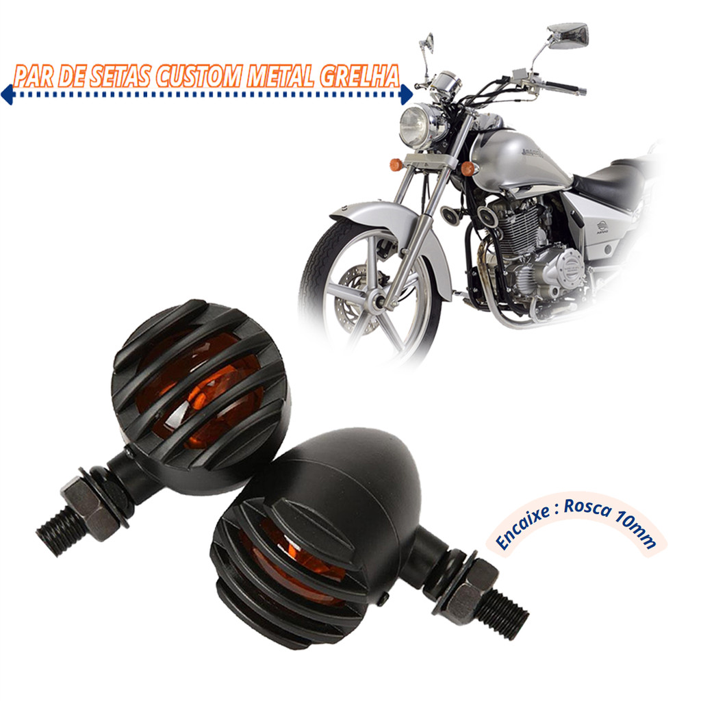 Par 2 Setas Pisca Custom Metal Grelha DAFRA KANSAS 150 2008 2009 2010 2011 2012